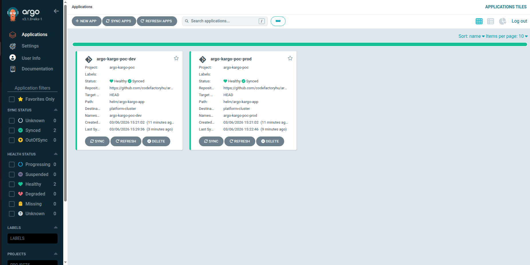 Argo CD and Kargo in practice - figure 4: Argo CD user interface