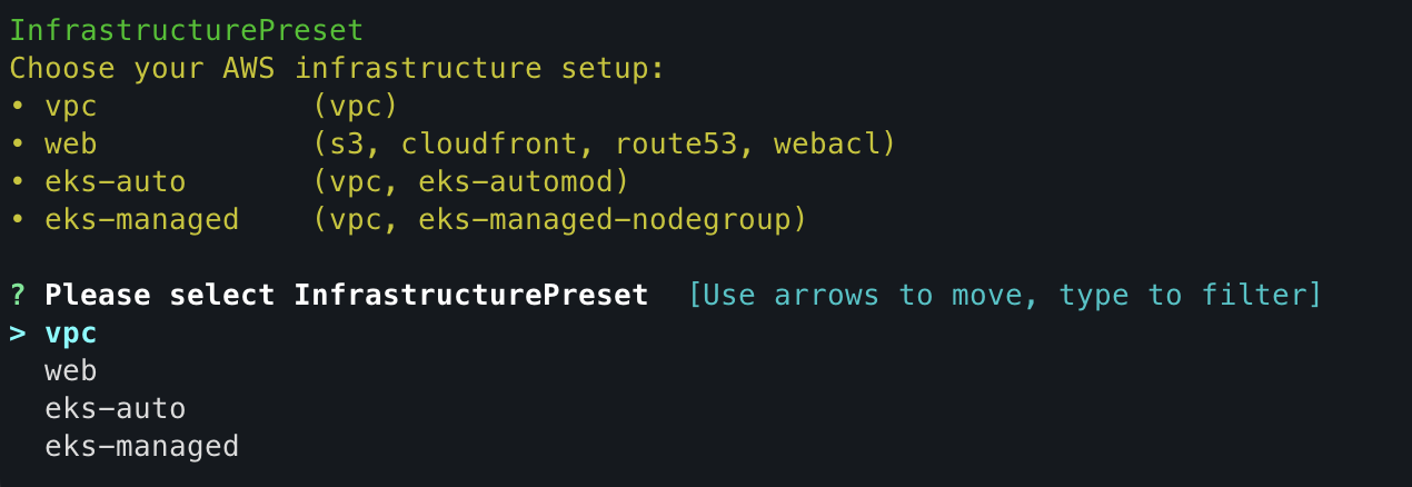 Boilerplate CLI - InfrastructurePreset